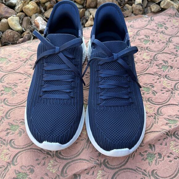 Sketchers Size 7.5 Air Cooled Memory Foam Sneaker Slip On Navy Blue Women’s - Picture 2 of 9